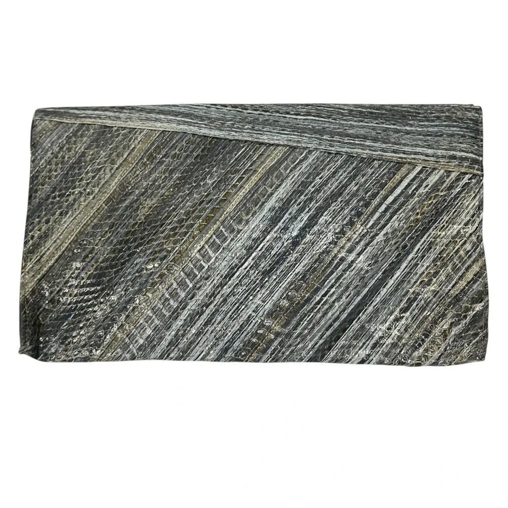 Vintage Lou-Ran Originals‎ Clutch Bag Womens Gray Authentic Snakeskin Leather